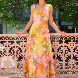 LULU & SKY Floral Printed Shoulder Straps Maxi Dress-picture-31