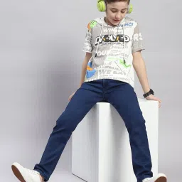 Monte Carlo Kids White & Grey Printed T-Shirt image 5