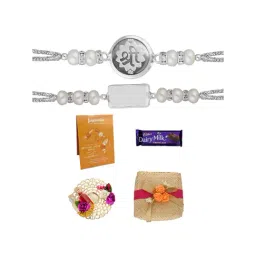 Sri Jagdamba Pearls 0.99 Silver Flower Rakhi for Men - Set of 2-picture-28