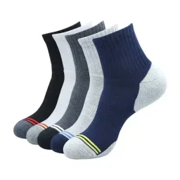 BALENZIA Cotton Colour Block Cushioned High Ankle Sports Socks (Pack Of 5)-image-15