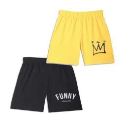 Vimal Jonney Kids Yellow & Black Printed Shorts (Pack of 2)-picture-19