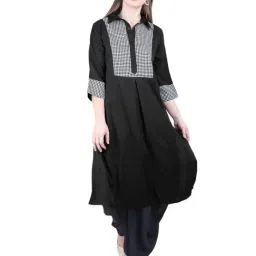 PATRORNA Black Checks Pathani Kurta-image-47