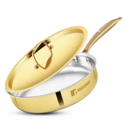 Bergner Gold Traditional Brass Tin (Kalai) Coated Peetlam Sautepan with Lid (1300 ml)-picture-14