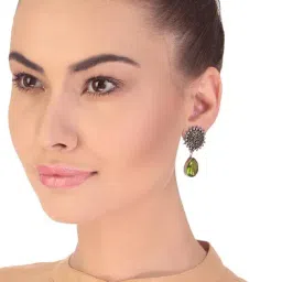 Imli Street Green & Golden Drop Earrings-picture-47