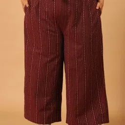 Moms Maternity Maroon Striped Plus Size Shirt With Trousers image 5