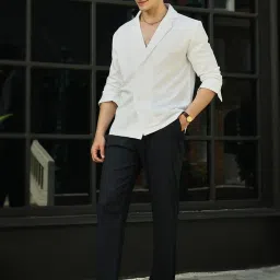 Campus Sutra White Poly Lycra Regular Fit Solid Shirt image 5