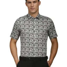 Louis Philippe Black Cotton Slim Fit Printed Shirt-picture-26