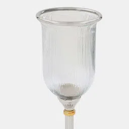 Pure Home and Living Clear and Silver Textured Single Candle Holder image 5