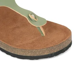 Mozafia Women's Green T-Strap Sandals image 5