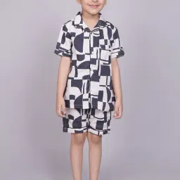 Biglilpeople Unisex White & Black Printed Shirt with Shorts-picture-19