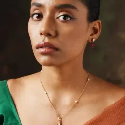 Abdesigns Gold-Tone Plated American Diamond Minimal Pendant & Earring Set-picture-17