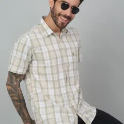 Cantabil Olive Green Regular Fit Checks Shirt image 5