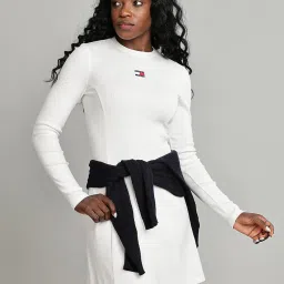 TOMMY HILFIGER Ecru Solid Dress image 5