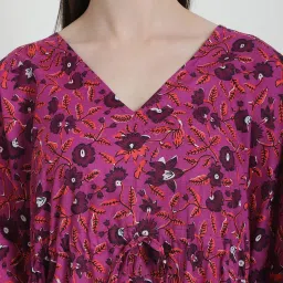 Secret Wish Purple Floral Print Kaftan Nighty image 5