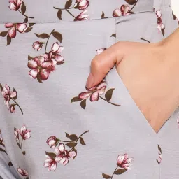 Clovia Grey Cotton Printed Shirt Pyjamas Set image 5