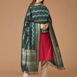 Fabindia Green Woven Pattern Dupatta-picture-25