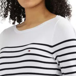 Tommy Hilfiger White Stripes Regular Fit Sweater image 5