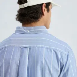 GANT Blue Regular Fit Striped Shirt image 5