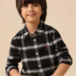 U.S. Polo Assn. Boys Black Cotton Checks Shirt-image-14