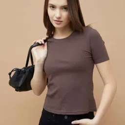 Fame Forever By Lifestyle Brown Cotton Regular Fit T-Shirt-picture-28