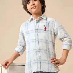 U.S. Polo Assn. Boys White Cotton Checks Shirt-picture-13