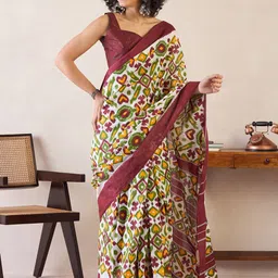 Mitera Ethnic Motifs Ready to Wear Ikat Saree-picture-36