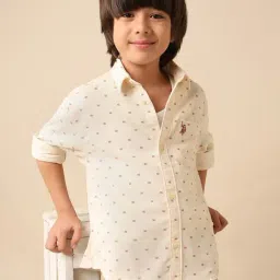 U.S. Polo Assn. Boys White Cotton Printed Shirt-picture-37