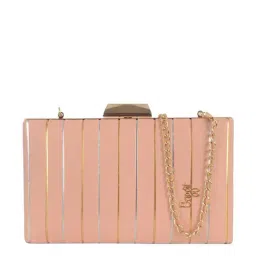 Baggit Brow Byron Pink PU Textured Clutch-image-53