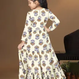 Fashion Dream Kids Beige Floral Fit & Flare Dress image 2