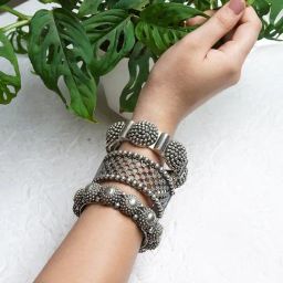 Teejh Silver-Plated Archita Stacked Bracelets for Women - Set of 3-picture-6