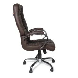 Adiko Systems Brown Leatherette Center-Tilt Mechanism High Back Executive Chair image 4