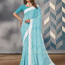 Saree Mall Blue Printed Saree With Unstitched Blouse-picture-15