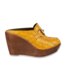 Catwalk Women's Yellow Mule Wedges-picture-25