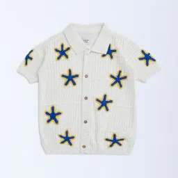 HOP Kids by Westside Off-White Crochet Detailed Cotton Shirt-picture-20