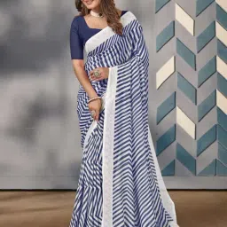 Saree Mall Blue Printed Saree With Unstitched Blouse-picture-13