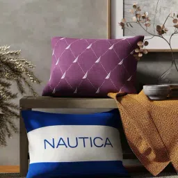 Nautica Logo Stripe Grape & Blue Microfibre 300 GSM Premium Cushion Covers - Set of 2-picture-40
