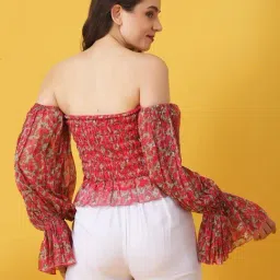 Anvi Be Yourself Pink Chiffon Floral Fitted Top image 2