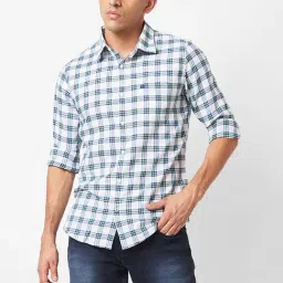 Spykar Green Cotton Slim Fit Checks Shirt-picture-32