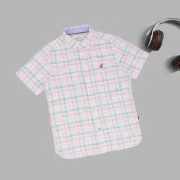 Pantaloons Junior Boys Bright White & Pink Printed Shirt-image-23