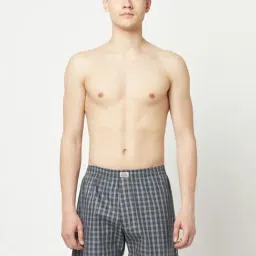 The Daily Outfits Grey Cotton Regular Fit Checks Boxers-image-0