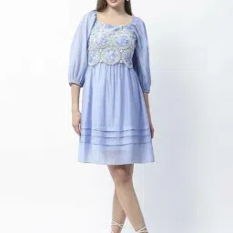 MADAME Powder Blue Floral Dress-image-0