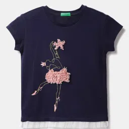 United Colors of Benetton Kids Navy Blue Applique T-Shirt-picture-26