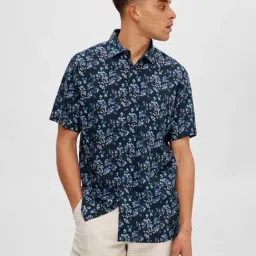 SELECTED HOMME Navy Regular Fit Floral Print Shirt-picture-26