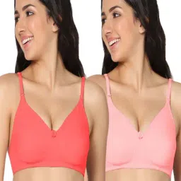 IN CARE Red & Pink Cotton T-Shirt Bras - Pack Of 2-image-52