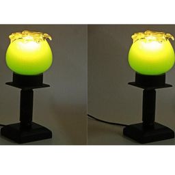 SOMIL Pack of 2 Green Glass Cylindrical Shaped Table Lamp-picture-3