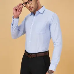 Peregrine by Pantaloons Light Blue Cotton Slim Fit Striped Shirt-picture-29
