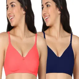IN CARE Red & Navy Cotton T-Shirt Bras - Pack Of 2-image-29