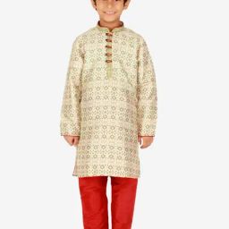 Pro-Ethic Style Developer Kids Light Green & Red Floral Print Full Sleeves Kurta with Pyjamas-picture-39