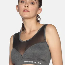 AESTHETIC NATION Women Charcoal Workout Bra-image-43
