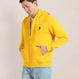 U.S. Polo Assn. Yellow Cotton Regular Fit Hooded Sweatshirt-picture-22